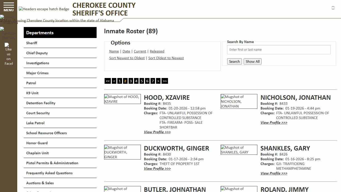 Inmate Roster - Page 2 Current Inmates Booking Date Descending - Cherokee County Sheriff AL