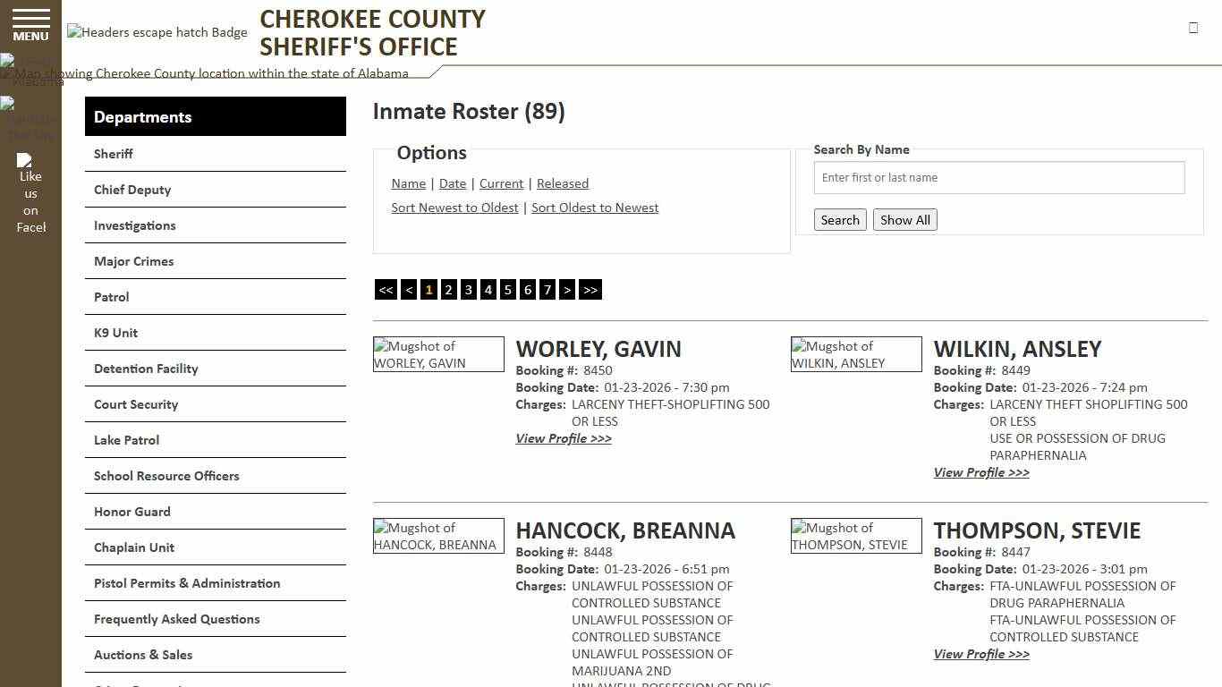 Inmate Roster - Current Inmates Booking Date Descending - Cherokee County Sheriff AL